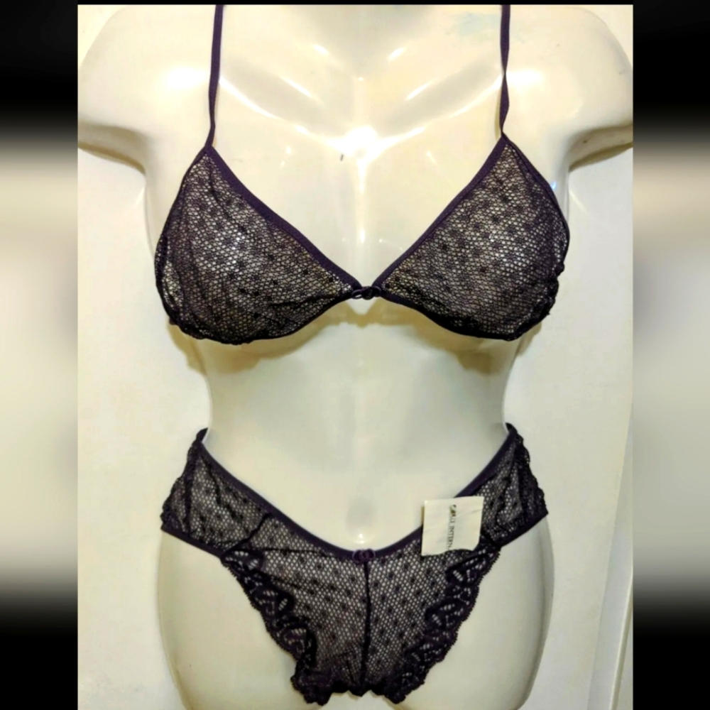 Bali international swim suit size 8 2pc purple sheer nylon cotton blend new